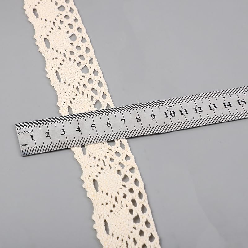 10 Yards 1.5inch Lace Ribbon Crochet Cotton Lace Trim Vintage Lace Trim for Sewing Dollies Clothes Wedding Crafts Supply (Beige B) - color: Beige B