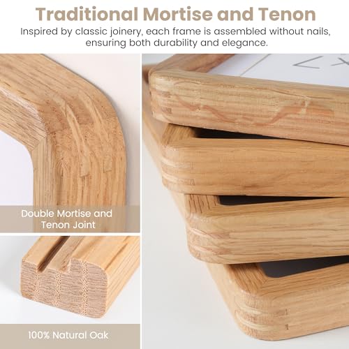 16x20 Picture Frame, USA-Sourced Natural Solid Oak Wood Photo Frame with HD-Tempered Glass, Handcrafted Rounded Corner 16 by 20 Wooden Frame Matted to 11x14 Photos, Horizontal or Vertical Wall Mounting - color: Natural White Oak, size: 16x20