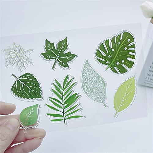 Spring 8pcs Summer Autumn Foliage Leaves Clear Stamps for Card Making Decoration DIY Scrapbooking,Summer Leaf Silicone Transparent Seal Clear Stamps for Embossing Album Decor Craft. - color: 8pcs Leaf Leaves Summer Spring