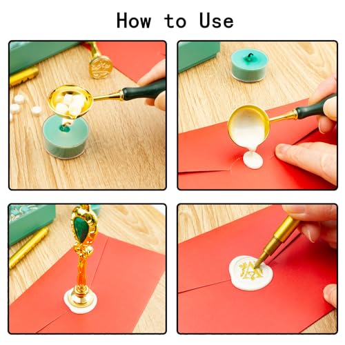 Alphabet F Wax Seal Stamp Set - Copper Head With Iron Handle, 60 Beads, Wooden Melting Spoon, 2 Candles, and Seal Pen - style: Letter F set