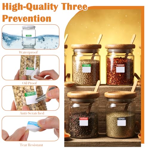 7000 Pcs Day of The Week Labels Food Labels (Monday-Sunday) Week Day Sticker Label Management Inventory Stickers Easy to Peel Removable Weekly Self Adhesive Date Stickers for Restaurant Kitchen