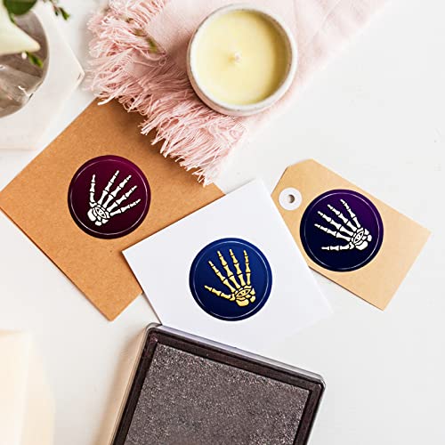 CRASPIRE Skull Hand Wax Seal Stamp Halloween Sealing Wax Stamps 30mm Retro Vintage Removable Brass Stamp Head with Wood Handle for Wedding Invitations Day of The Dead Thanksgiving Gift Packing - style: Halloween Skeleton Hand Eyes