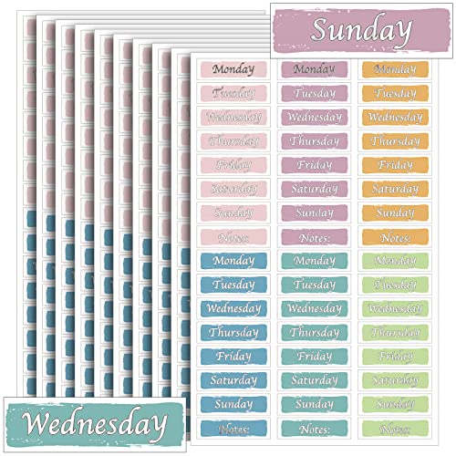Pajean 480 Pcs Day of The Week Stickers for Planner,1.6 x 0.4 Inch,Square - style: Square