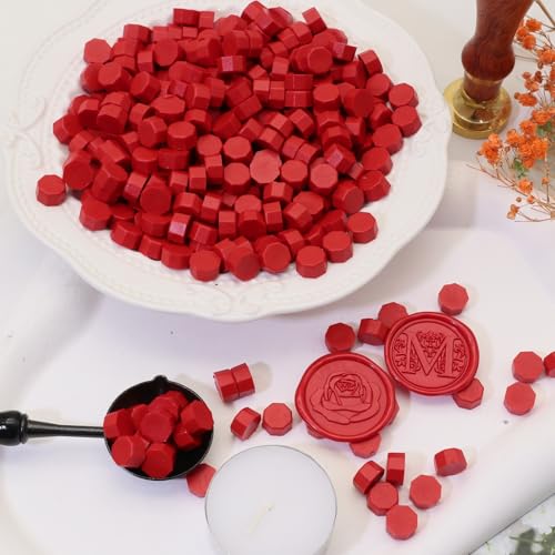 Red Wax Seal Beads 1500pcs, Atopbb Premium Sealing Wax Beads for WaxSeal Stamp, Affordable WaxSeal Pellets 1.1lb Refill Pack for WaxSeal Kit, Wedding Invitation, Envelope Seal, Crafts (Red) - color: Red