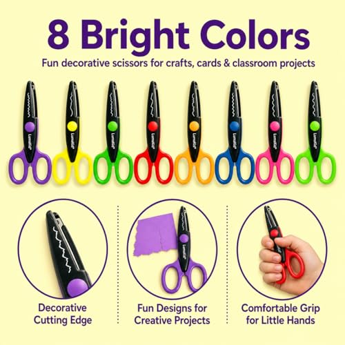 Decorative Craft Scissors Set, 8 PCS 5.5 Inch Funny Pattern Edge Scissors - size: 5.5 inch