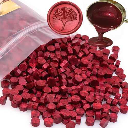 1500 Pcs Metallic Burgundy Wine Red(1.1lb) Box Sealing Wax Beads Nuggets for Wax Seal Stamp, Great for Embellishment of Cards Envelope, Wedding Invitation, Wine Package, Gift Idea(Wine Red) - color: Wine Red