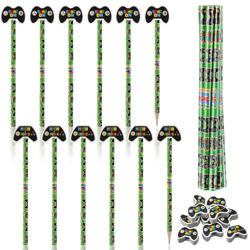 32 Pcs Video Game Pencil Bulk with Eraser - color: MulticolorGreen, style: Video Game