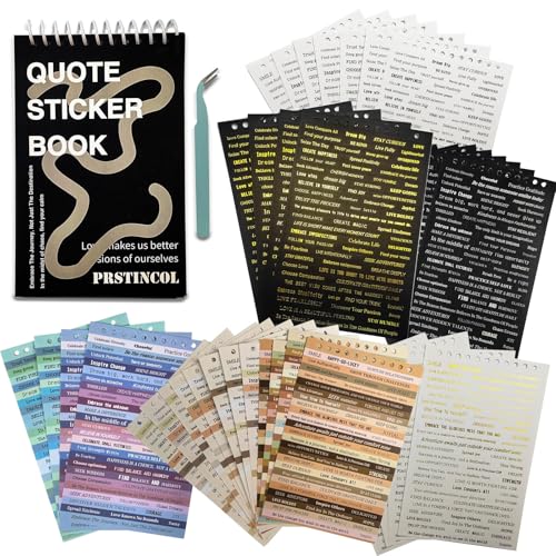 PRSTINCOL 2370 Pcs Word Stickers for Journaling,40 Sheets Quote Stickers Gold Foil Small Talk Stickers for Junk Journal Craft,Scrapbooking Supplies Making - color: Quote Stickers Book