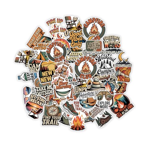(1.5-2 Inch) 60Pcs Camping Stickers, Outdoor Adventure Vinyl Decals