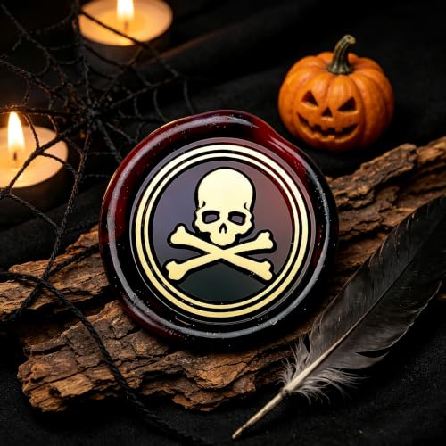 LANKIN Skull Wax Seal Stamp, Halloween Theme; 25mm Brass Head - color: Skull