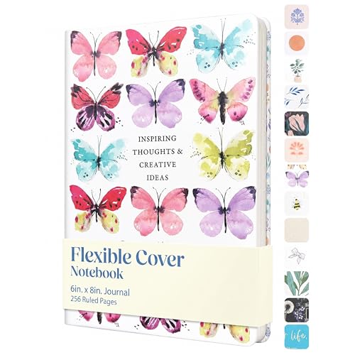 WORLD TRAVELER Eccolo A5 Lined Journal 256 Ivory Pages Lay Flat 6x8 - color: Butterfly