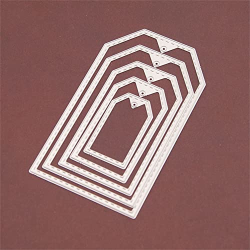 5pcs Hanging Tags Cutting Dies, 5 Set Hang Tags Die Cuts Metal Embossing Stencils Template Mould for Card Scrapbooking and DIY Craft Album Paper Card Decor - color: 5pcs Tags