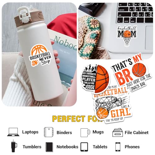 (12pcs-3in) Basketball Sticker Funny Stickers Sports Gifts Players Fans - color: Basketball