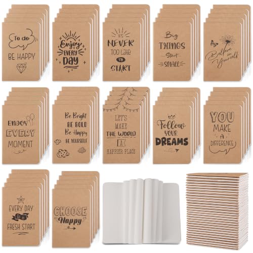 BESARME 60 PCS A6 Pocket Notebook, Blank Pages, Kraft Cover Journal - color: Kraft Paper Color