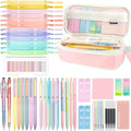 JIZHIYUAN 53PC Aesthetic School Supplies with Pink Pencil Case for Students - color: Multicolor，Black