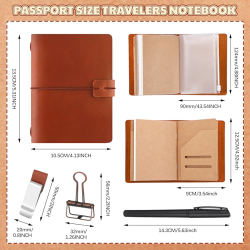 Thenshop Leather Travel Notebook 3 Inserts, Brown, Passport Size - color: Brown, size: Passport Size