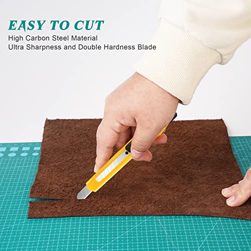 20-Pack Retractable Utility Cutter | Auto-Lock Design with 9mm Snap-off Blades | Carton & Cardboard Opener for Office/Home | Disposable Exacto Razor Tool - color: 20 Pack - Red, Yellow, Blue, Green
