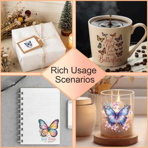 4 PCS Butterflies and Positive Quote Cuttable UV DTF Stickers - style: butterflies and positive quote