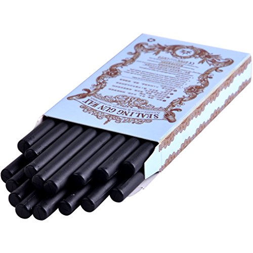 Black Mini Glue Gun Sealing Wax Stick for Hallowen Decor, Pack of 16 | 0.7-inch diameter; perfect for document sealing, gift wrapping, Halloween decor, invitations, cards and place cards - color: Black, size: Small