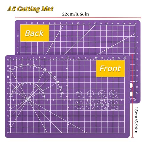 A5 Self-Healing Cutting Mat, Small Cutting Mat, Professional Double Sided Durable Cuttings Mats, Great for Hop Scrapbooking, Quilting, Fabric, Sewing Craft Projects (Mixed Colors, A5) - color: Mixed Colors