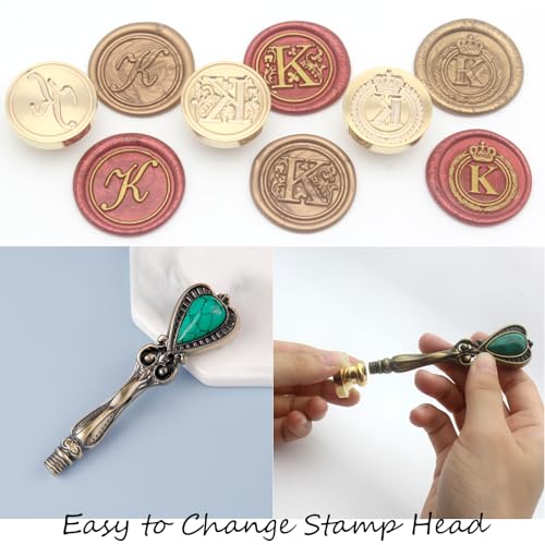 Letter Wax Seal Stamp Kit, Andotopee Wax Seal Kit Initial Alphabet K Sealing Wax Stamp Head 3pcs, Vintage Wax Stamp Seal Kit with Wax Seal Beads, Wax Seal Warmer Tools, Wax Seal Pen, Gift Box Set - style: Letter K Wax Seal Stamp Kit