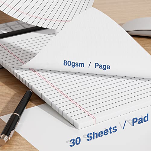 Nichela Legal Pads 6 Pack of Note Pads 6 x 9 Inch Notepad 21lb Thick Paper Legal Pad 30 Sheets Note Pad College Ruled Small Legal Pads 29 Lines Writing Pads for Writing, Sketching, and Note-Taking - style: White-6 Pack