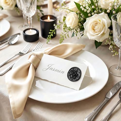 UNIQOOO Wax Seal Stickers - 3D Vintage Floral Wedding Invitation Envelope Botanical Seal Stickers, 50 Pcs Self- Adhesive Black Flower Stickers, Perfect for Invitation, Gift Wrapping, Party - color: Black, size: Vintage Floral,50