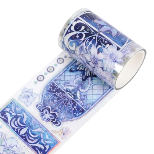 Sitsink PET Tape for Journal Scrapbooking - Gothic Window Purple Flowers PET Tape Stickers for Crafts Junk Journal Supplies Notebook Scrapbook DIY Decor Ornament - style: Purple Window Flower