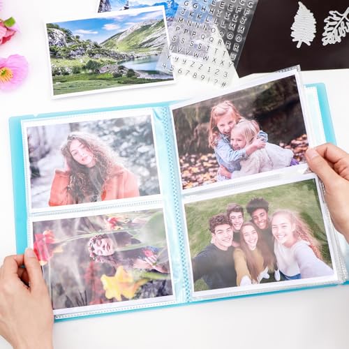 2 Pack Large Sticker Photo Storage Album, Stamp & Cutting Dies Storage Book Organizer Folder for Cards Storage DIY Scrapbooking Card Making Supplies 20 Pages 80 Pockets/Pack (Blue + Orange) - color: Blue + Orange