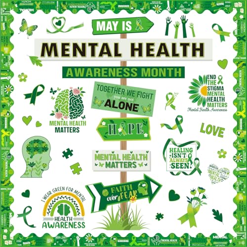 Mental Health Classroom Decorations - Mental Health Awareness Bulletin Board Decorations Motivational Positive Saying Paper Cutouts Bulletin Board Decor School Office Wall Decor Supplies - color: Mental Health
