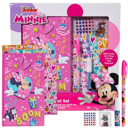 Disney Minnie Mouse Sparkle Journal Set for Kids, Journal Kit with Stickers and Gems - style: Minnie Mouse