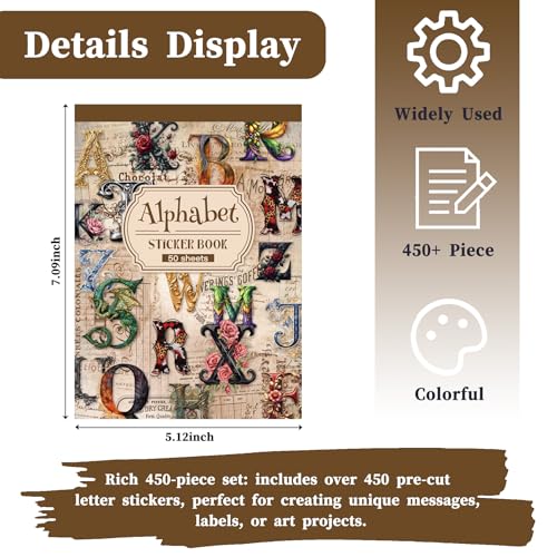 Alphabet & Number Stickers, 50 Sheets Vinyl Letters for DIY Crafts | Perfect for decorating journals, planners, scrapbooks, greeting cards, gifts, and creative DIY projects. - color: Fantasy