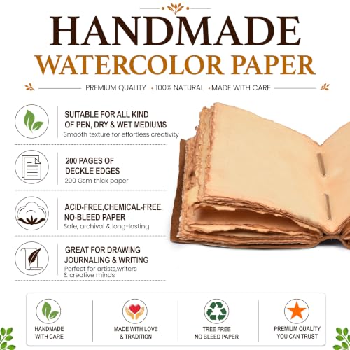 LEATHER VILLAGE Leather Journal Top Lock Deckle, Distressed Brown 8x6. - color: Distressed Brown, size: 8 inches X 6 inches