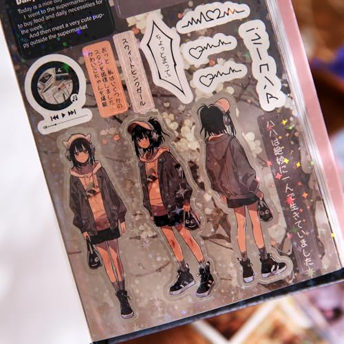 800 Pcs Japanese Manga Sticker Book, Heisei Retro Aesthetic Stickers for Journaling, 45 Sheets Pre-Cut Japanese Sticker Book for Adults, Scrapbook & Planner Decorative Stickers for DIY Crafts - style: A-22