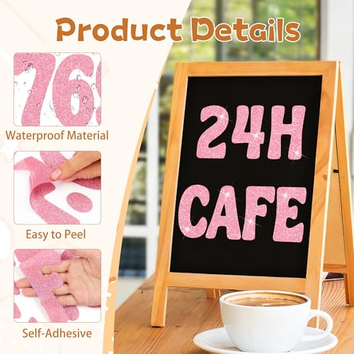 Bulletin Board Letters 129 PCS Glitter Letter Stickers Large 4 Inch, Pink - color: Pink, size: 4 Inch