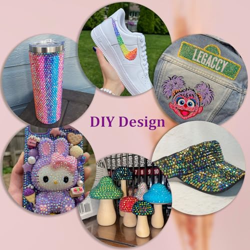 6600Pcs Resin Rhinestones for Crafting with Tweezers, Mixed-Color 5mm Bedazzling Crystal with 1Pcs 10ml B7000 Jewelry Glue for DIY Crafts Clothing Tumblers Shoes Fabric Nail Art - color: 24 Colors Jelly AB| 5mm, size: Large Pack with Glue