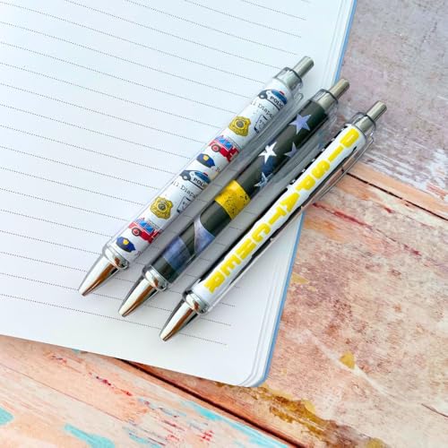 6PC 911 Dispatcher Pens Thin Gold Line Yellow Ballpoint Pen Black Ink First Responder Telecommunication Call Coworker Appreciation Week Gifts Accessories Supplies Office Decor Desk Decoration - style: Dispatcher