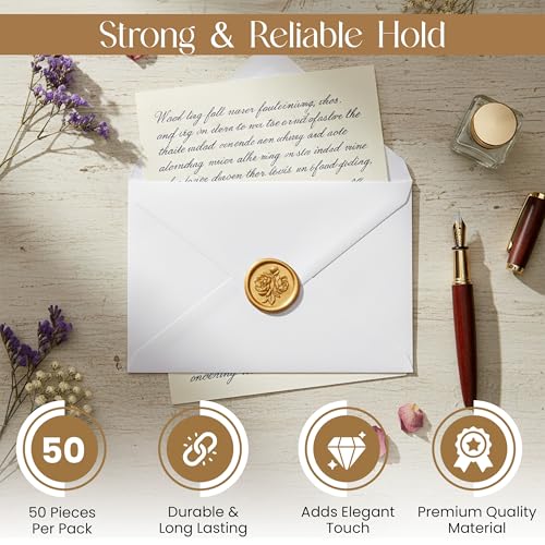 50 PCs Gold Wax Seal Stickers, 3D Self-Adhesive Classic Gold Stickers - color: Classic Gold