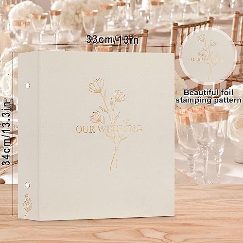 Lanpn Wedding Photo Album 4x6 1000 Pocket Photos Slip in, Linen Cover Large Capacity Newlywed Marriage Album Hold 1000 Horizontal Vertical Photos (Flower, Beige) - color: OUR WEDDING - Beige, size: 4x6"/1000 Photos
