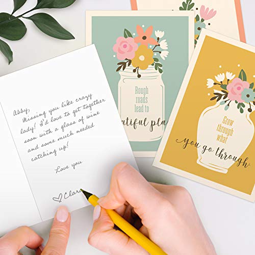Wildflower Encouraging Greeting Cards / 12 Inspirational Flower Vase Note Cards / 5" x 7" Card With White Envelopes / 6 Unique Floral Motivational Designs/Made In The USA - color: Wildflower Encouragement