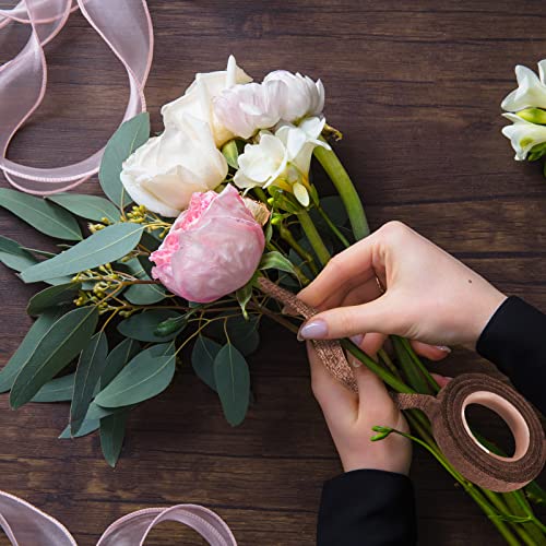 Max Shape 12 Rolls 1/2 Inch 30 Yard Floral Tapes for Bouquet Stem Wrapping, Green Floral Tape for Floral Arranging Craft Projects Corsages, Wedding Bouquet - color: Brown