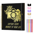 Scrapbook Album 12x12 inch, Travelling Journal Scrap Book Family Scrapbook Scrapbooking Supplies Kits Gift for Couples Anniversary Wedding (black, 12 x 12 inch) - color: black, size: 12 x 12 inch