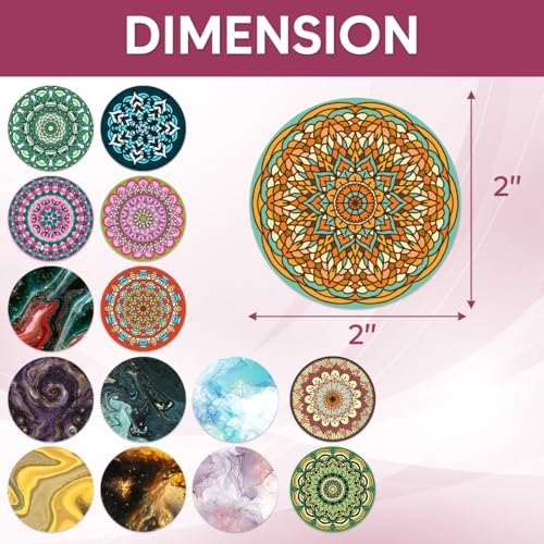 Pack 90 Pcs Aesthetic Mandala Sticker for Laptops Phone Cases Water Bottles Skateboard Scrapbooks Journals Funny Stickers Weatherproof Large Vinyl Decals Car Laptop Accessories - color: Sensory A29