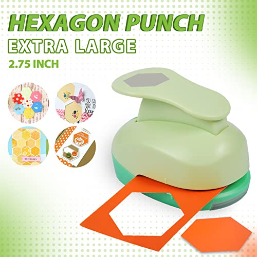 UCEC 2.75 Inch Hexagon Paper Punch for Scrapbooking and Card Making – Heavy Duty Craft Punch for 80 lb Cardstock – Large Geometric Punch with Ergonomic Handle and Safety Lock - color: Hexagon, size: 2.75 Inch
