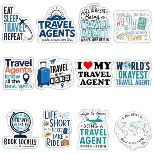 (12pcs-3in) Travel Agent Sticker Funny Stickers Travel Industry Gifts - color: Travel Agent