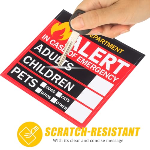 COHEALI Emergency Alert Stickers for Windows and Doors 3.14 Inch Safety Rescue Decals with 20 Sheets People and Pet Finder Emergency Alert Decal for Fire and Rescue Teams