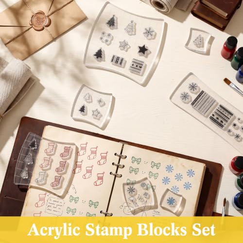 Mudder 7 Pcs Acrylic Stamp Blocks Set Clear with Grid Lines,Square Arc Edge - style: Square Arc Edge