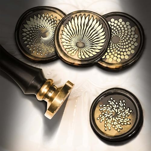 Wax Seal Stamp, Sunburst Sealing Stamp, Radiant Bloom Design with Concentric Circle Center for Botanical Scrapbooking, Gift Wrapping, Creative Letters - color: Spiral wing flying