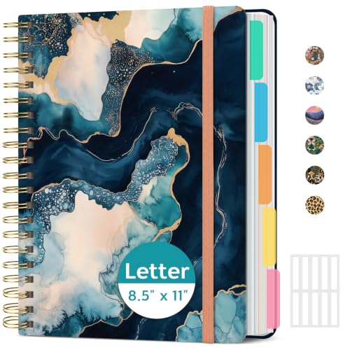 Taja Cute Large Spiral Lined Notebook for Work with 5 Removable Dividers - color: M-Golden Dusk