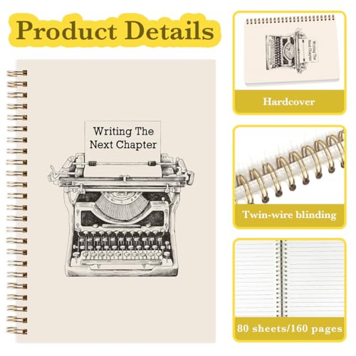 JHFDTY Writers Journal Notebook Writer Gifts for Women Men | Authors Gifts,Writing The Next Chapter Hardcover 160 Pages Spiral Notebooks - color: Writing